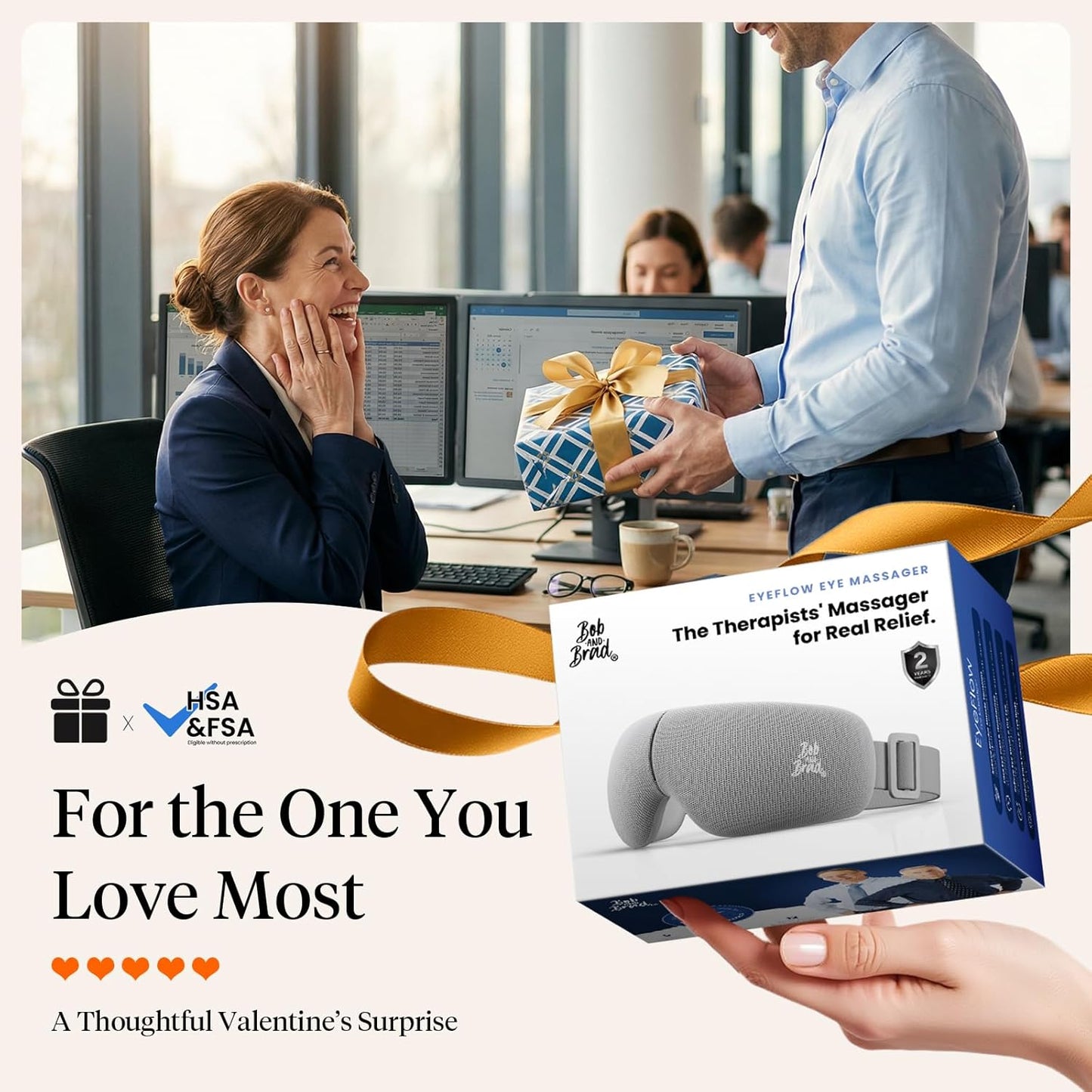 BOB AND BRAD EYEFLOW Eye Massager with Heat & Cooling,FSA Eligible & HSA - Semiconductor Cold Compress Eye Mask for Migraines & Dry Eyes, Heated Temple Massager, Fathers Day Dad Gifts for Men