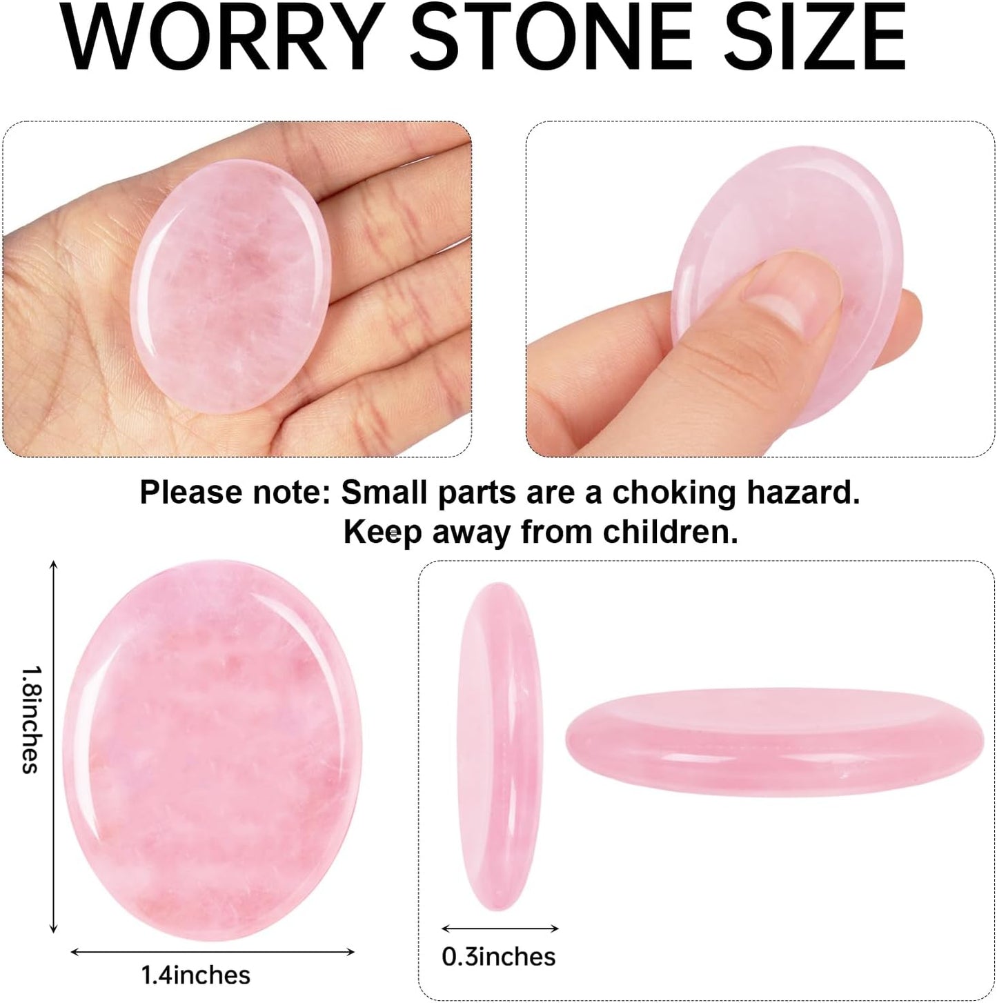 Rose Quartz Crystal Worry Stone for Anxiety Stress Relief, 1.8 Inch Thumb Fidget Stone for Meditation Reiki Healing, Mother's Day Gifts for Women, Hand Carved Pocket Palm Stone