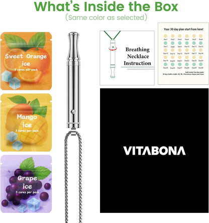 Breathing Necklace for Anxiety Adults - Adjustable Air Outlet Breathe Necklaces with Natural Flavored - Breath Free Stress Relief Device with Flavor - Meditation Gifts for Women Men