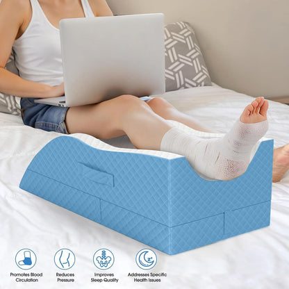 TranquilRelax Elevation Pillows for Leg After Surgery, Memory Foam Adjustable Wedge Pillow for Injury or Rest, Ankle Pillow for Sleeping Blood Circulation, Grey/Single Leg