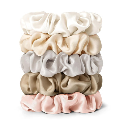 LILYSILK Silk Hair Scrunchies / Ties for Frizz & Breakage Prevention, 100% Mulberry, No Damage, Elastic ponytail Holders, 1Pc, Coffee - Colors A
