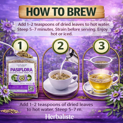 Pasiflora Herbal Tea (Passionflower) – Premium Loose Leaf Blend – 4 oz (113 g) Wildcrafted Traditional Herbal Infusion – 100% Natural, Caffeine-Free, Vegan, Non-GMO