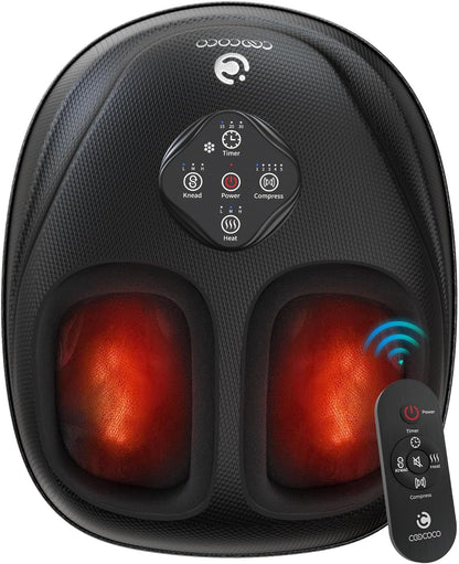 CooCoCo HSA Store Eligible Foot Massager with Heat, Plantar Fasciitis Feet Massager with Remote, Deep Kneading & Compression, FSA Foot Warmer for Home Office, Neuropathy Pain Relief for Feet