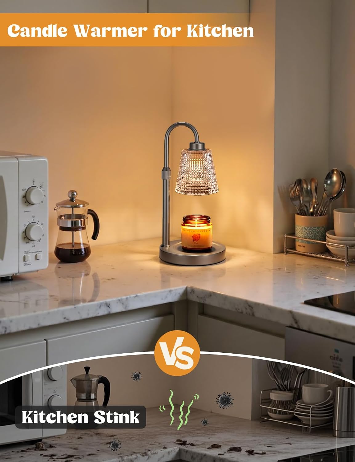 Innqoo Candle Warmer Lamp with Timer, Dimmable Candle Warmer for Jar Candles, Height Adjustable Wax Melts Warmer, Birthday Gifts for Women Mom, House Warming Gifts New Home Decor