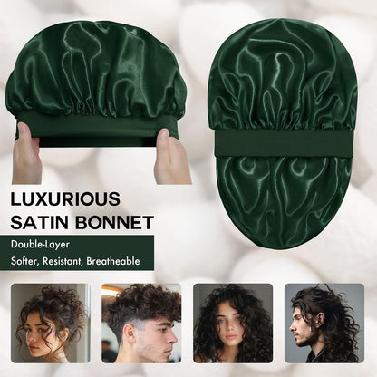 Satin Silk Bonnet for Sleeping, Double Layer Silk Sleep Cap for Men & Women, Soft Satin Lined Bonnet for Curly Hair