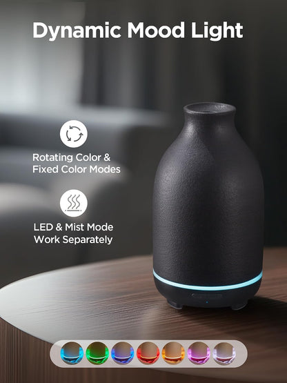 InnoGear Aromatherapy Diffuser, 150ml Ceramic Diffuser Mother's Gift Ultrasonic Humidifier Cool Mist Essential Oil Diffusers for Home Air Diffuser with 2 Mist Modes Waterless Auto Off, White