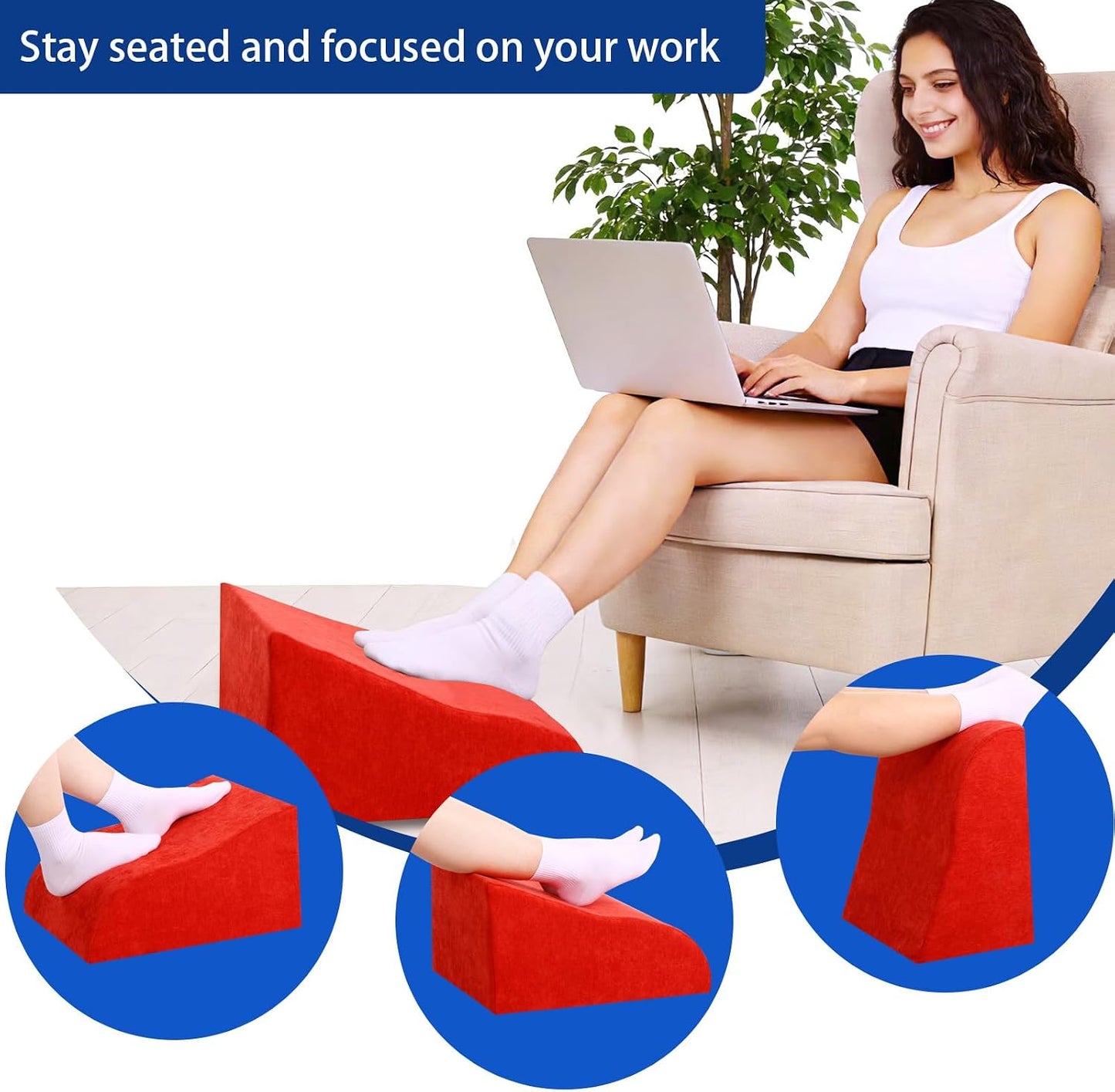 Foot Rest for Under Desk at Work, Ergonomic Under Desk Footrest with Washable Cover for Office, Home & Gaming Leg Elevation Pillow Black