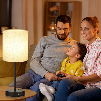 Set of 2 Touch Control Table Lamps with 2 USB & AC Outlet, 3-Way Dimmable Bedside Nightstand Lamps for Bedroom Living Room Nursery, 800 Lumens 5000K Daylight Bulbs Included