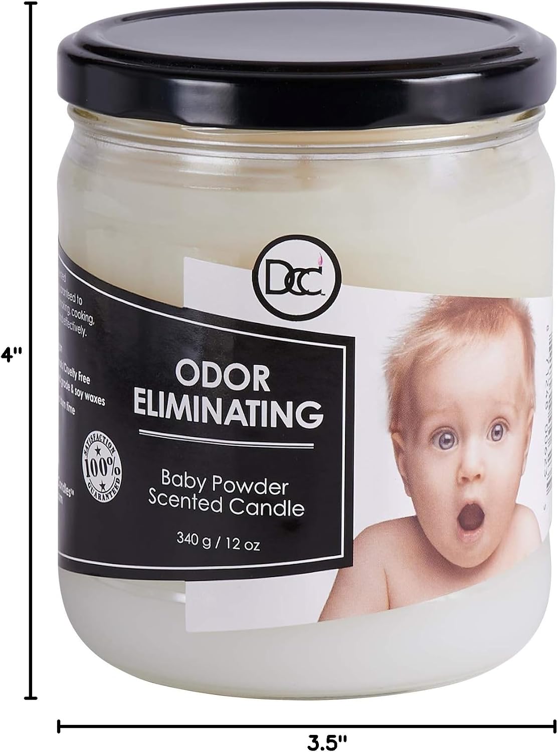 Vanilla Bean Odor Eliminating Highly Fragranced Candle - Eliminates 95% of Pet, Smoke, Food, and Other Smells Quickly - Up to 80 Hour Burn time - 12 Ounce Premium Soy Blend - Colors A