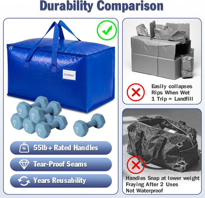 KYODOLED Clear Moving Bags Heavy Duty Extra Large, Storage Totes