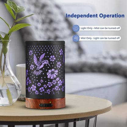 EQUSUPRO Essential Oil Diffuser 300ml Metal Electric Ultrasonic Diffuser for Large Room with Auto Shut-Off, 4 Timer Setting &7 Colors Night Light for Home