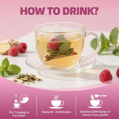 Jiaoming Hormone Balance Herbal Tea for Women Regulate Healthy Cycle, With Natural Peppermint,Ginger,Raspberry,Nettle Leaves, Female Care Support