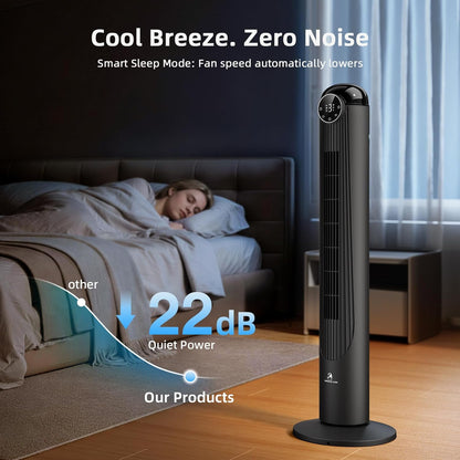 Antarctic Star T36 Tower Fan-36 Inch, Bladeless Oscillating Fan with Remote, 6 Speeds & 4 Modes, LED Display, 9H Timer, Quiet Floor Standing Fan for Bedroom Living Room Office, Pink