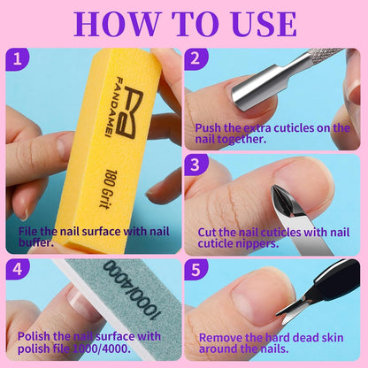 FANDAMEI Nail Buffer and Shine Kit, Nail Care Kit, 10 PCS Nail Buffer Block, Nail Buffer Kit, Nail Buffers, Nail Buffing Block, Nail Tools, Nail Kit, Manicure Tools, Buffer Nail File