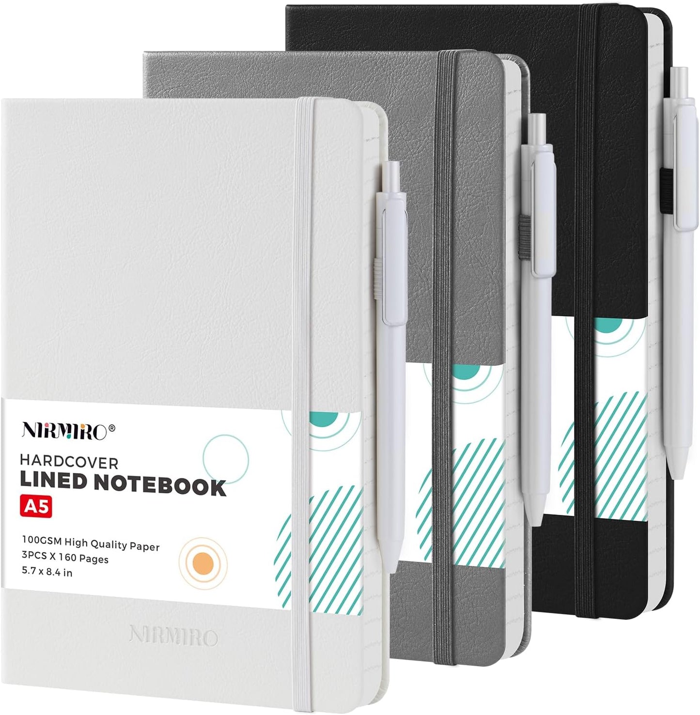 NIRMIRO (3 Pack) Pocket Notebook Small Journal with Pen, 3.7" x 5.7", A6 Mini Notebook for Women Men Work Writing, Hardcover Small Pocket Notepad with 100Gsm Premium Thick Lined Paper, Black Leather