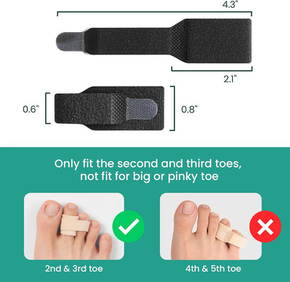Welnove Hammer Toe Straightener - 8 Pack Broken Toe Wraps - Hammer Toe Corrector for Women - Toe Splints for Crooked Toes, Curled Toes, Bent Toes - (Large, Beige)