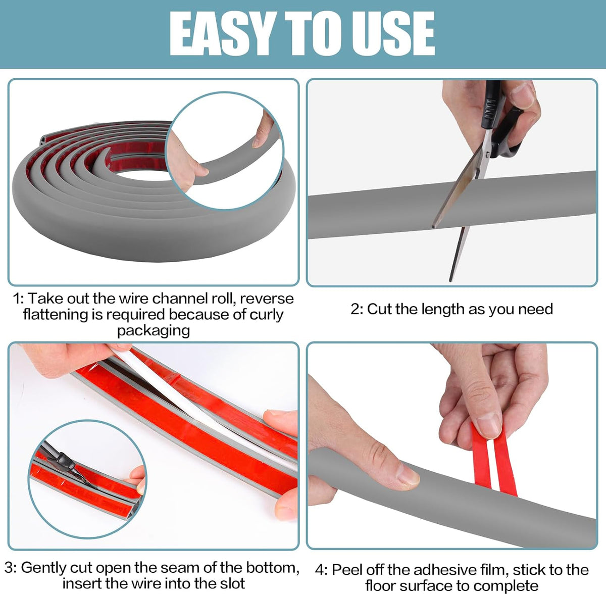 Floor Cord Cover Self Adhesive Cord Hider,10FT Cable Management, Extension Strip Protector for Wires, Prevent Cable Trips for Offices, Gyms, Exhibitions Cavity 0.39"(W) x 0.27"(H) BrownWood