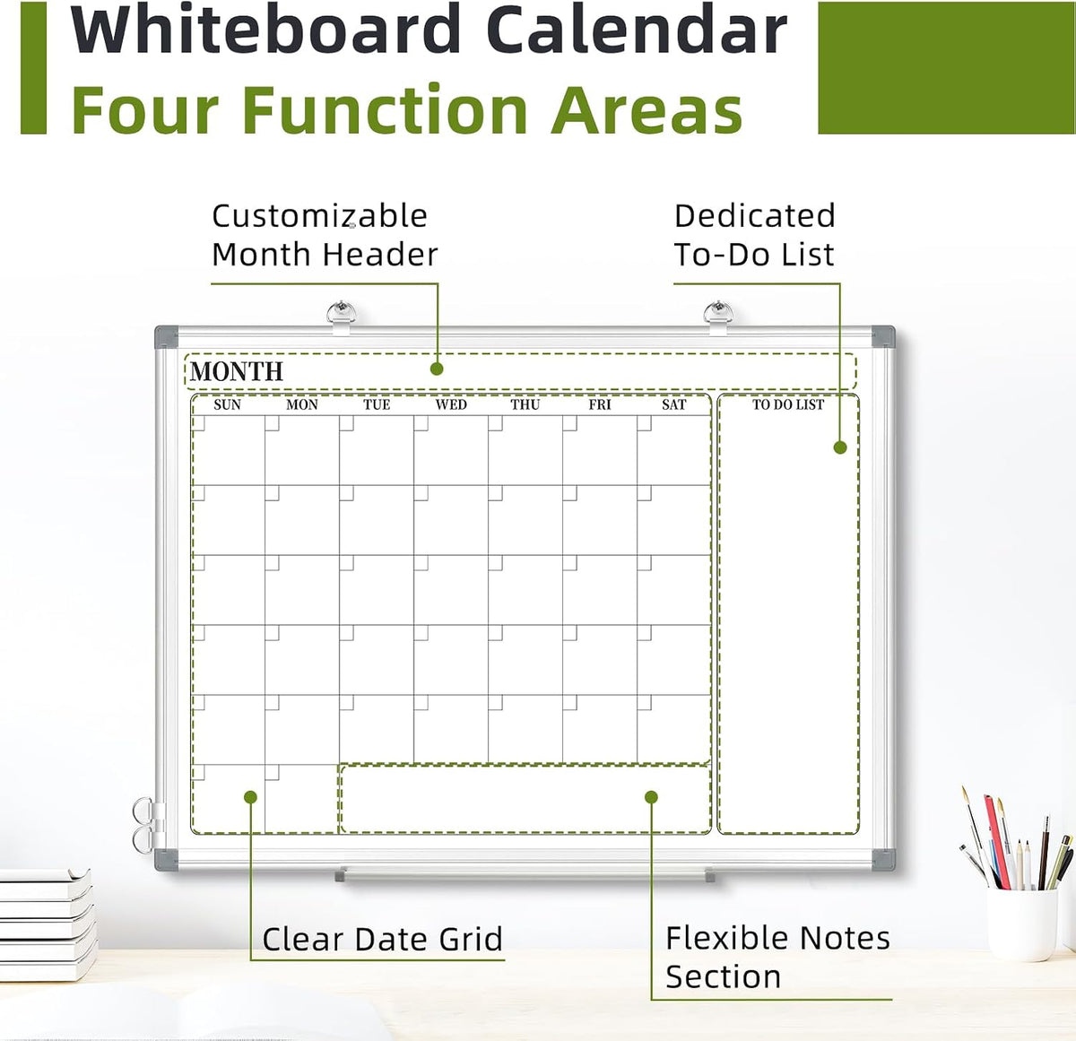 DOLLAR BOSS Dry Erase Whiteboard for Wall, 24x18 in, Magnetic, Double-Sided