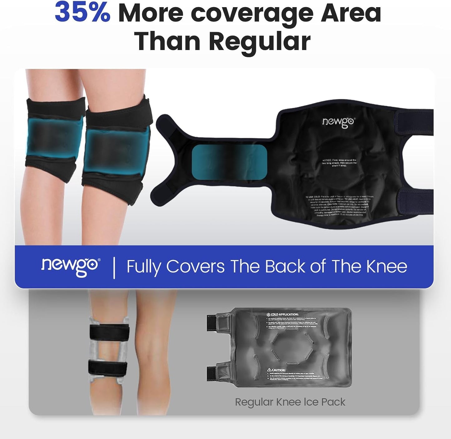 NEWGO Knee Ice Pack Wrap, Ice Pack for Knees Cold Compression Therapy for Knee Replacement Surgery, Arthritis Pain, ACL, Swelling, Sports Injuries (21.7" x 9.8") - Blue