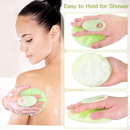 INNERNEED Soft Silicone Body Cleansing Brush Shower Scrubber, Gentle Exfoliating and Massage for All Kinds of Skin (Dark Green)