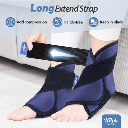 Hilph Ankle Heel Ice Pack Wrap for Swelling & Achilles Tendonitis, Reusable Ice & Compression Therapy Flexible Foot Gel Ice Pack Wrap for Ankle Sprain & Plantar Fasciitis Pain Relief (Blue, 1 Pack)