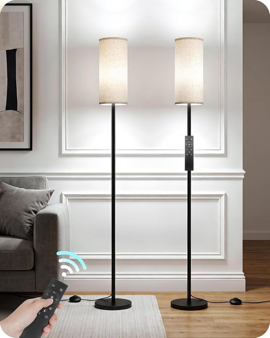 64.4” Slim Floor Lamp for Living Room with Magnetic Remote and Foot Switch, Dimmable Standing Tall Lamp Mood for Bedroom Nursery, 3 Color Temperatures, 1-Hour Timer,900LM Bulb Included,Beige E06LD05W1 - Colors A