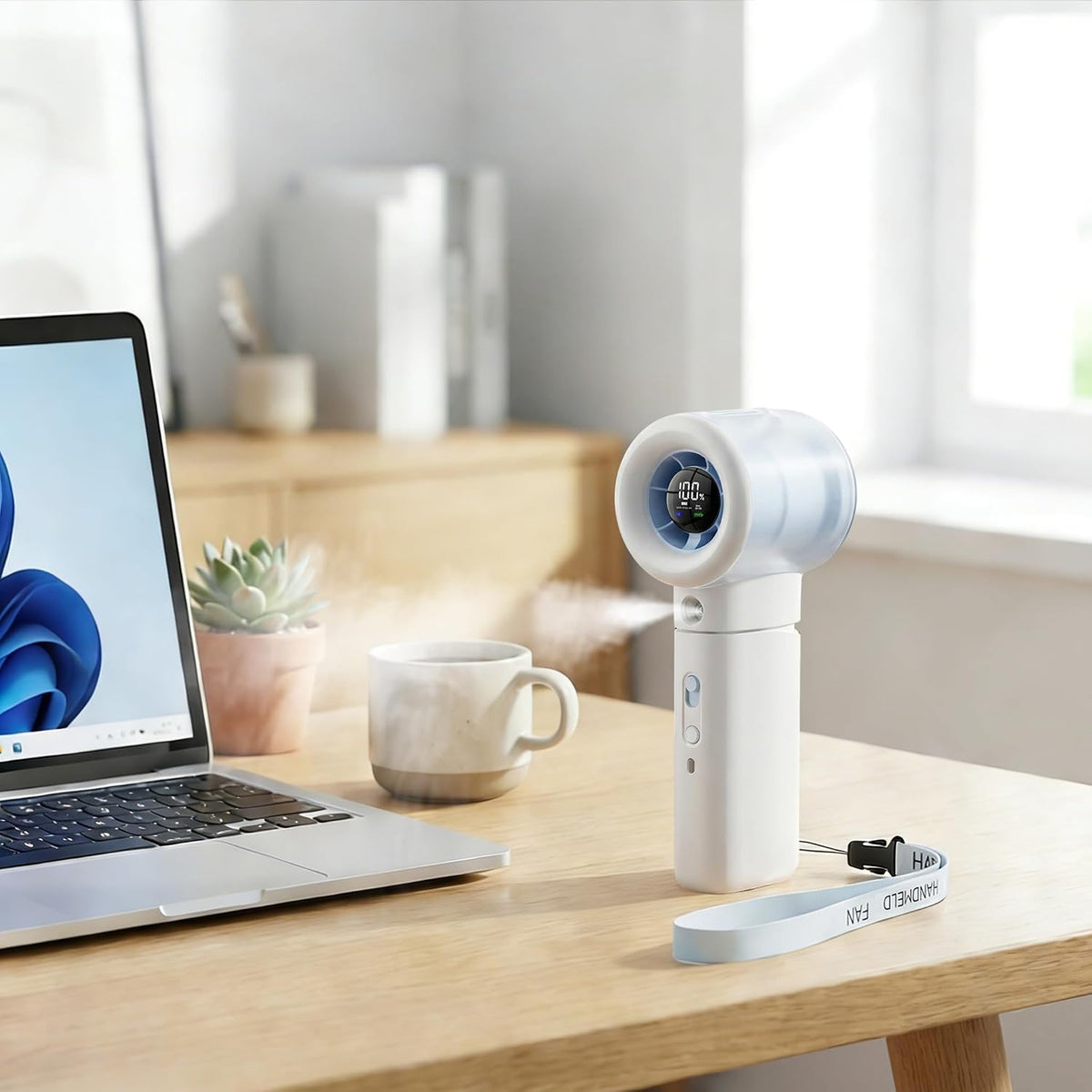 Handheld Turbo Misting Fan with LED Display & Safety Lock