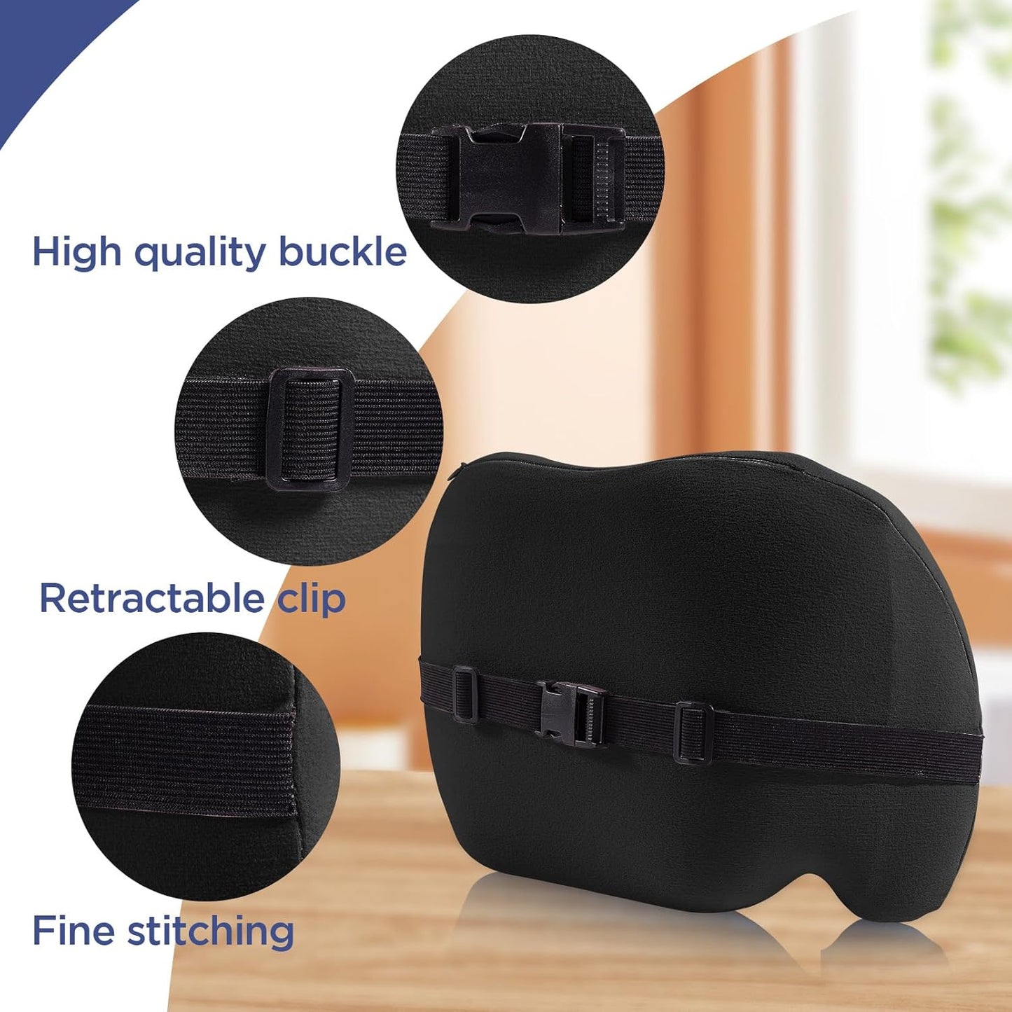 Lumbar Support Pillow for Office Chair, Car Lumbar Pillow Lower Back Pain Relief, Memory Foam Back Cushion with 4D Mesh Cover and Adjustable Straps, Ergonomic Chair Back Pillow for Car,Bed, Gaming