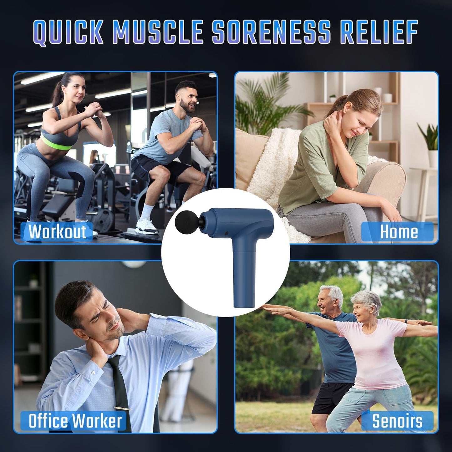 cotsoco Massage Gun Deep Tissue, Muscle Massage Gun with 9 Attachment Heads 20 Speeds & Silent Brushless Motor for Pain Relief, Handheld Percussion Back Massager Gun, Fathers Day Dad Gifts(Black)