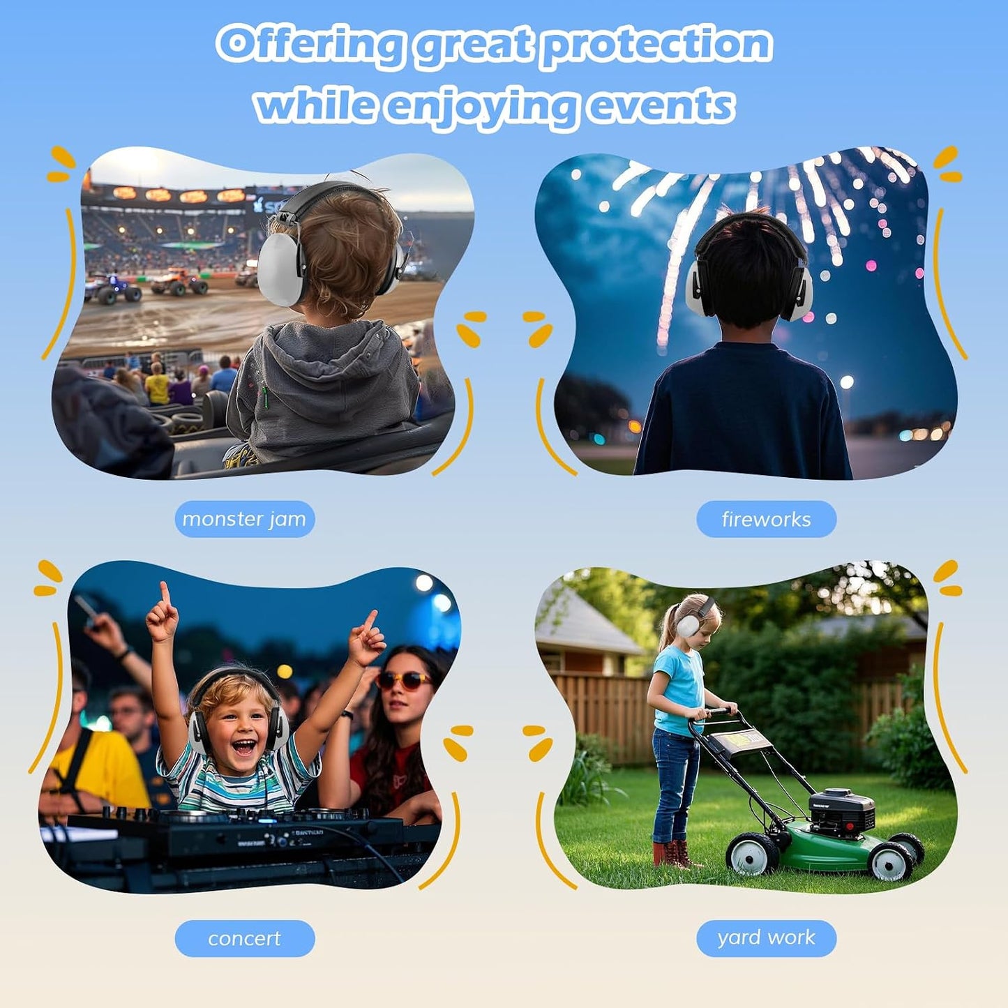 ProCase Noise Cancelling Headphones for Kids Toddler, SNR 27dB Noise Reduction Ear Muffs, Hearing Protection for Monster Jam, Concerts, Fireworks, Shooting, Air Show, Autism Sensory Needs -Blue