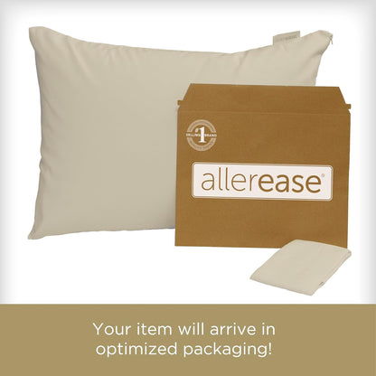AllerEase Organically Grown Cotton Zippered Pillow Protector, Standard/Queen, 2 Pack