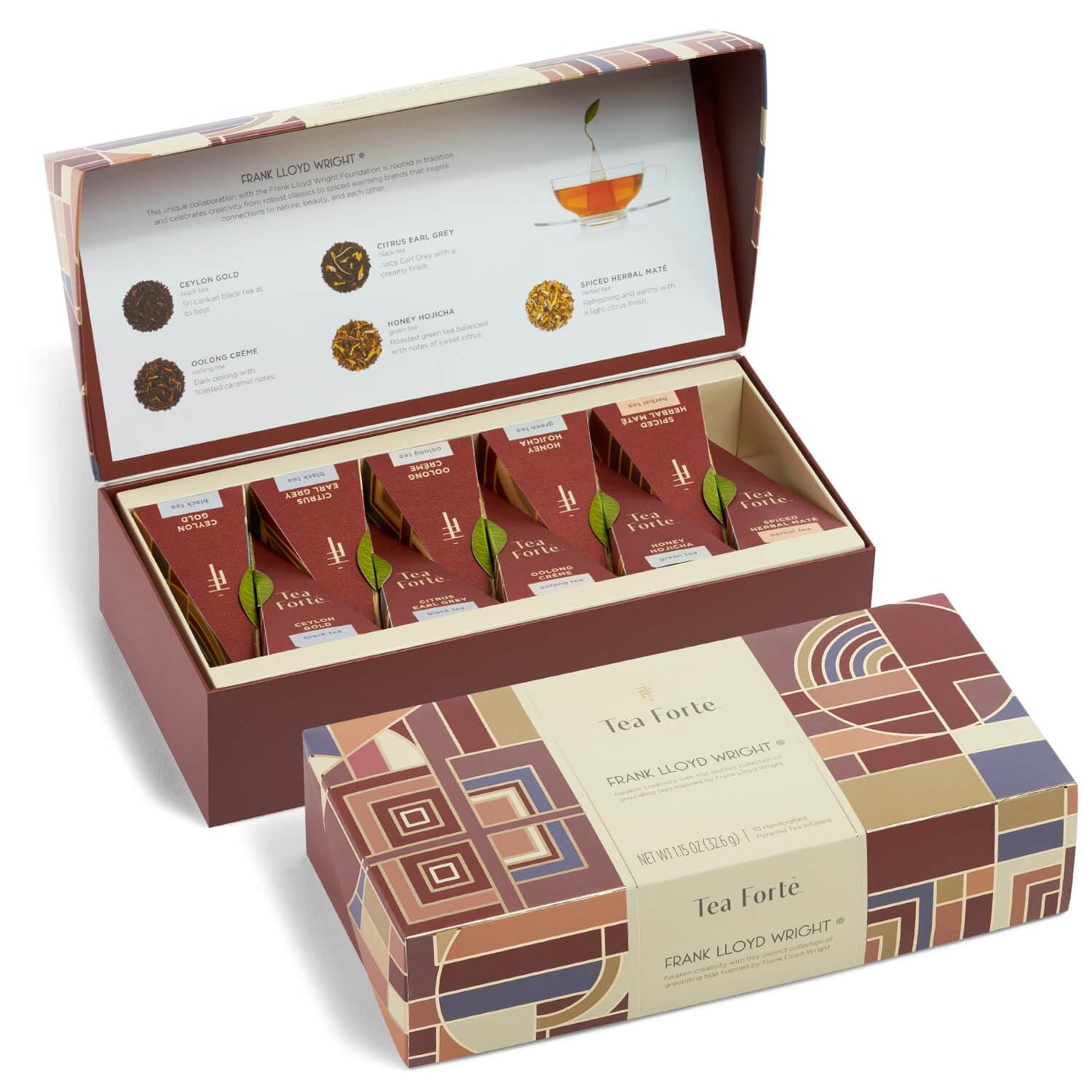 Tea Forte Premium Petite Presentation Box Gift Set Sampler, 10 Count, 2 of Each Blend Individually Wrapped Handcrafted Pyramid Infuser Bags, Demoiselle Tea