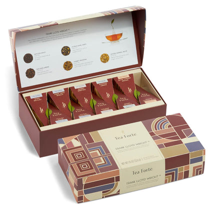 Tea Forte Premium Petite Presentation Box Gift Set Sampler, 10 Count, 2 of Each Blend Individually Wrapped Handcrafted Pyramid Infuser Bags, Demoiselle Tea