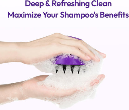 KUNDAL Korean Hair Care Shampoo Brush Hair Massager - Silicone Hair Massager & Scrubber, Deep Cleansing Dandruff Remover & Exfoliating Silicone Massager, Anti-Slip Hair and Scalp Massager