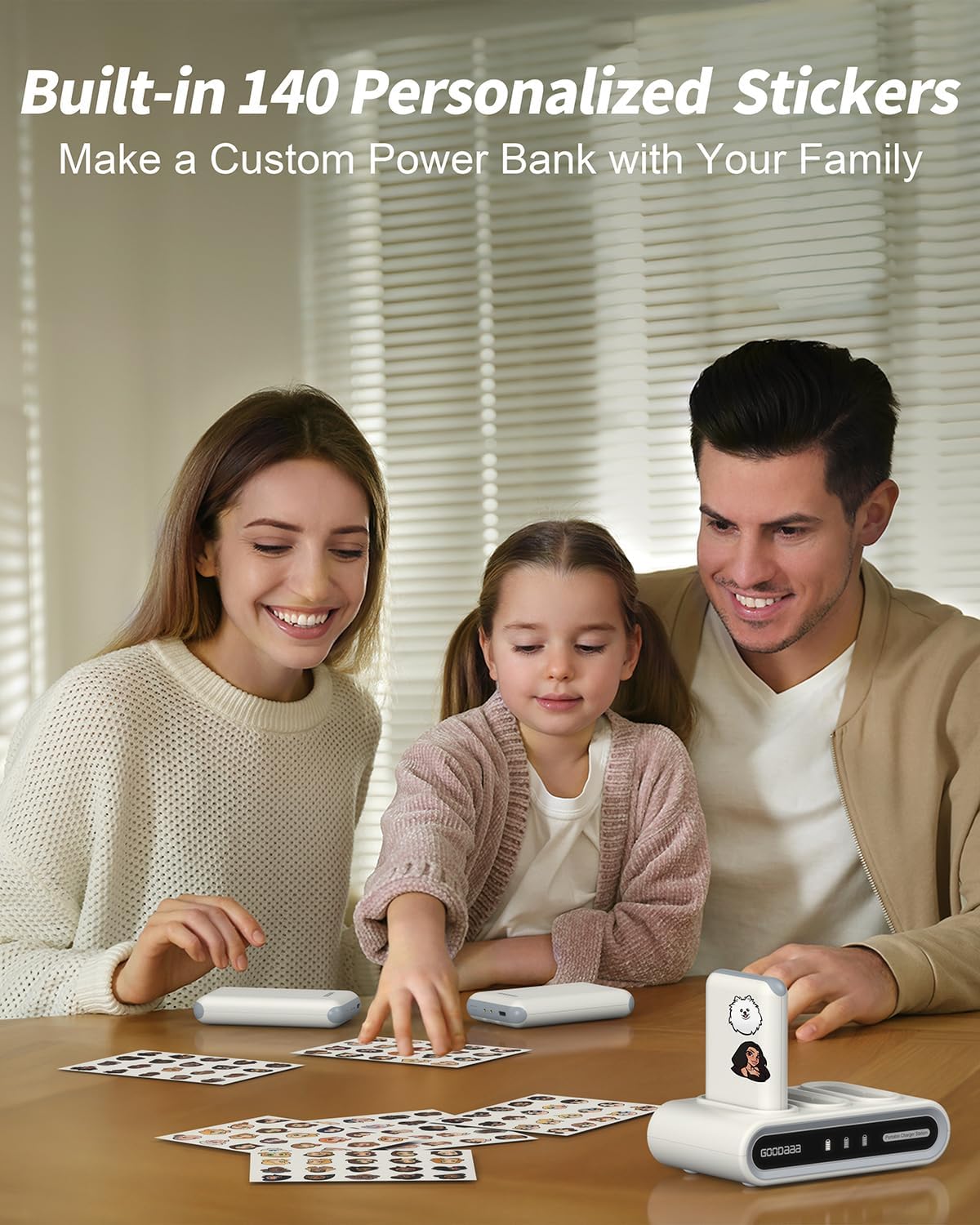 GOODaaa Portable Charger, 10000mAh Slim Power Bank Built in Cables