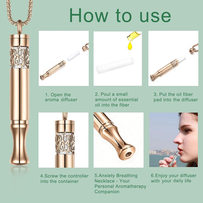 Quit Smoking Aid Necklace Stainless Steel Aromatherapy Diffuser (Rainbow)