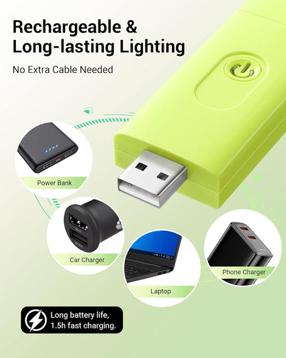 DEWENWILS USB Rechargeable Book Reading Light, 3000K Warm White, Brightness Adjustable Clip on LED Bookmark Lamp at Night in Bed, Portable Booklight for Bookworms, Kids