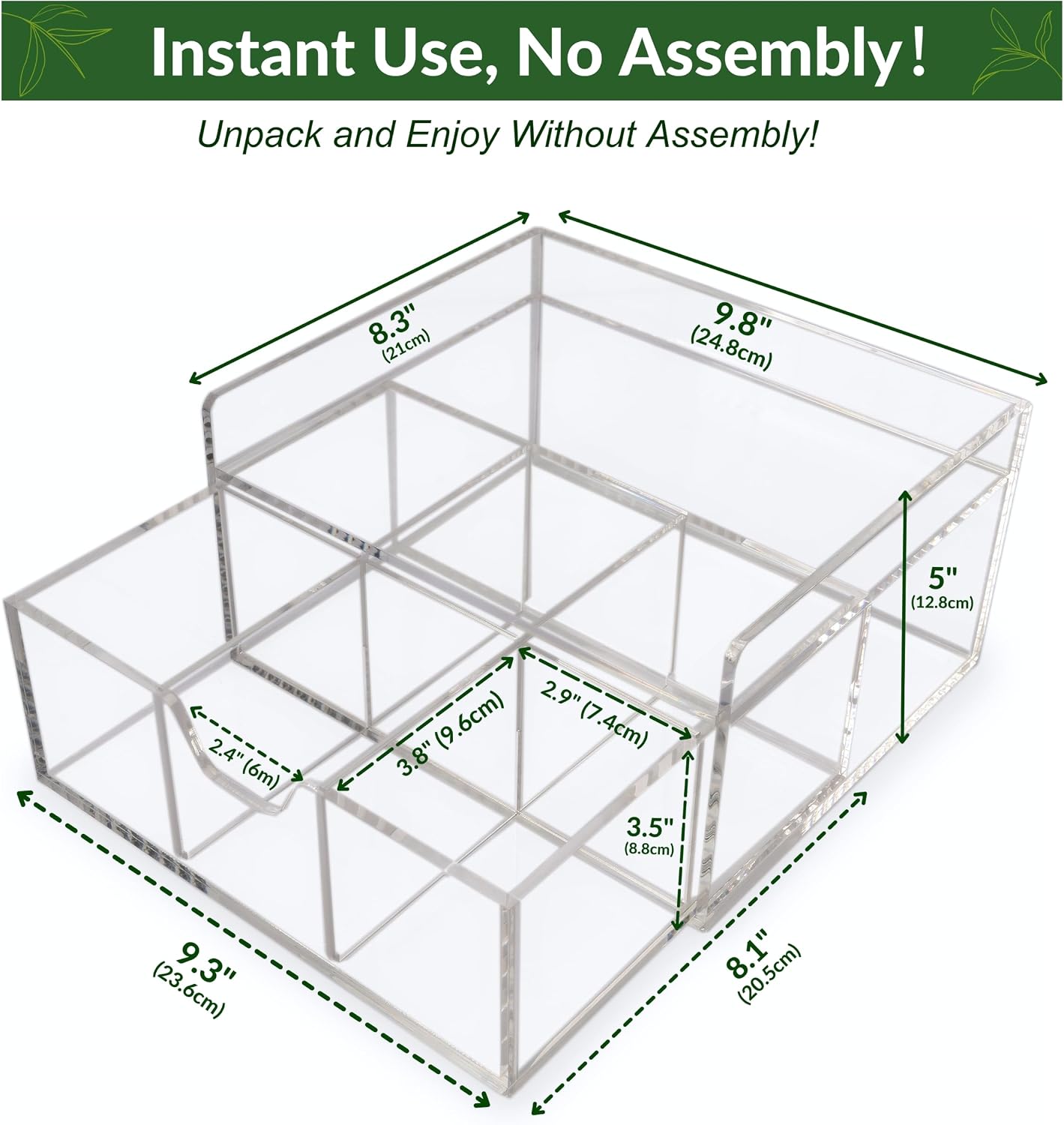 Heavy-Duty Acrylic Tea Bag Organizer, 8-Compartment Storage Box | Perfect Organizer: 8-compartment design keeps tea bags and coffee pods neatly sorted, saving space on your countertop.