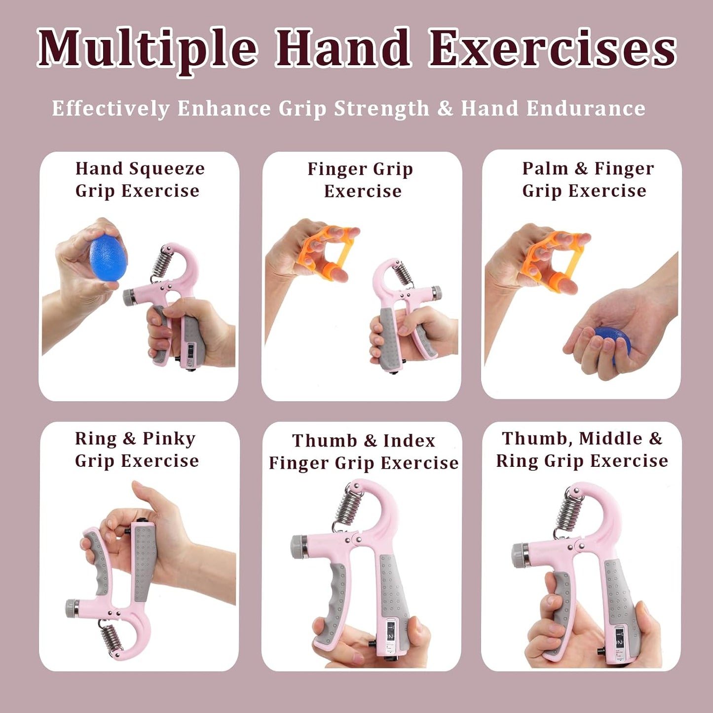 CYFIE Grip Strength Trainer Kit with Adjustable Resistance 10 - 132 Lbs, Forearm Exerciser, Finger Stretcher, Stress Ball, Forearm Strengthener for Workout wuth Storage Bag, Muscle Building and Recovery