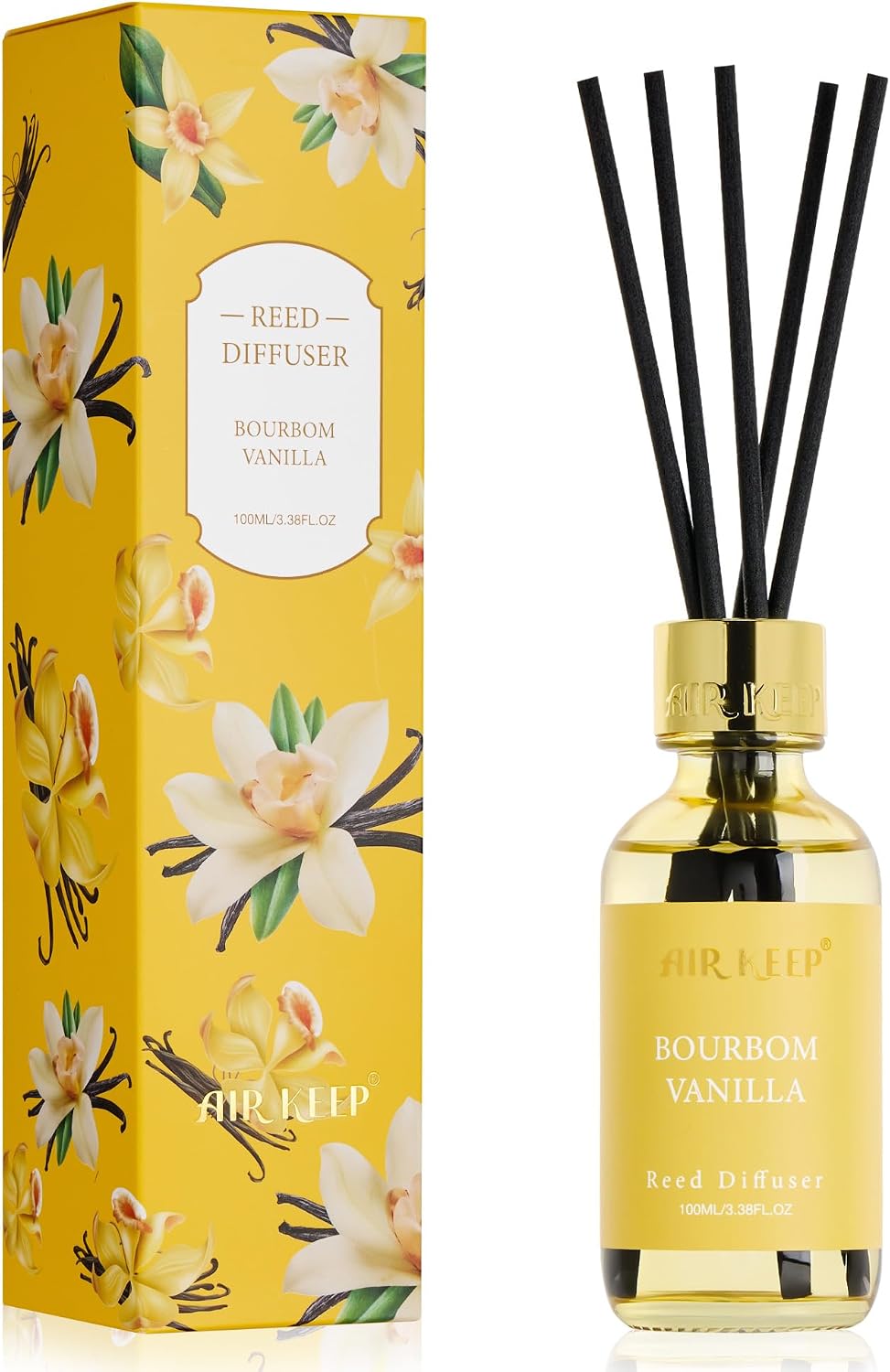 Airkeep Reed Diffuser Oil Set with Reed Sticks,Citrus Aromatherapy Oil Scent Diffuser for Home Office Bathroom Decoration Perfume and Gifts 3.38oz/100ml
