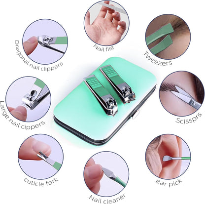 Manicure Set 8 in 1 Nail Clipper Set,RedFlow Nail Clippers,Fingernail & Toenail Clippers,Manicure Tools,Pedicure Tools,Suitable for Travel Manicure Kit,Nail Set Kit with Everything Profe (Blue)