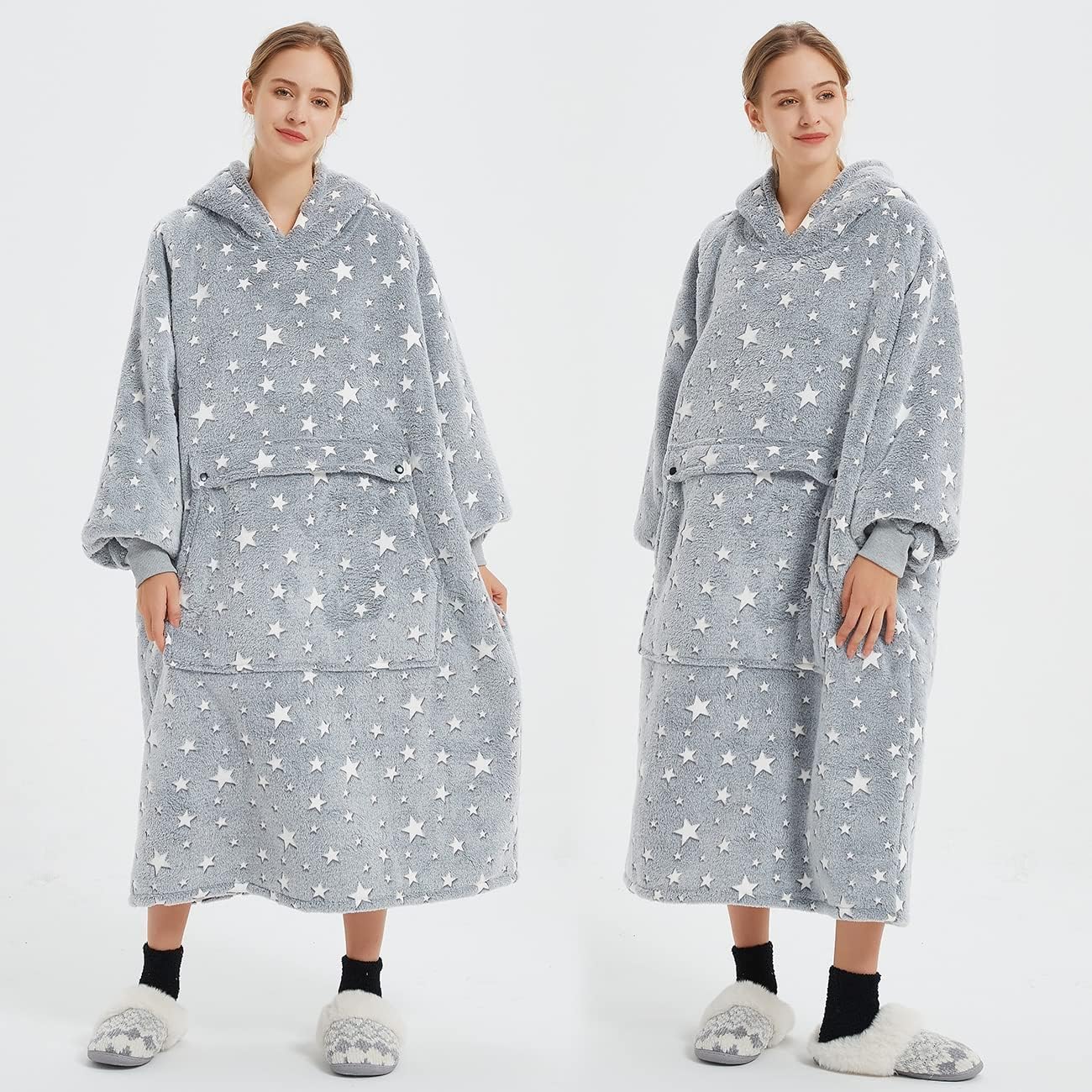 KFUBUO Wearable Blanket Hoodie for Adults Sherpa All Patterns Cat Oversized Sweatshirt Blanket with Pockets for Women