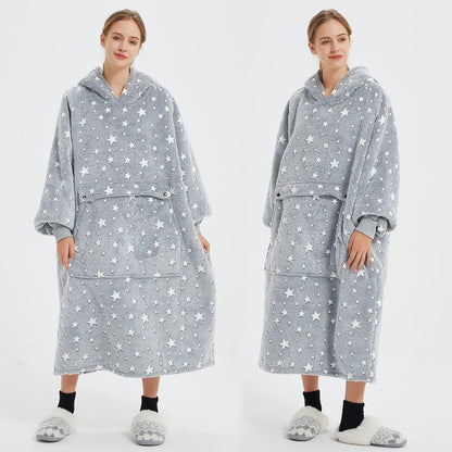 KFUBUO Wearable Blanket Hoodie for Adults Sherpa All Patterns Cat Oversized Sweatshirt Blanket with Pockets for Women