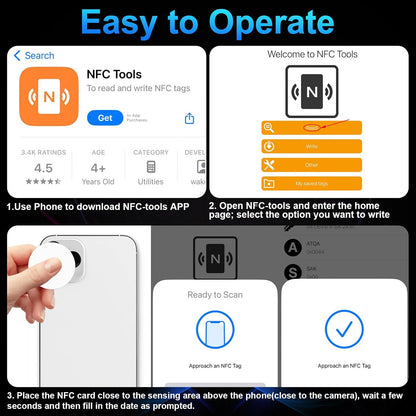NFC Tags Adhesive NFC Stickers Chip Rewritable Ntag 215 NFC Tags 504 Bytes Compatible with TagMo and Amiibo and NFC Enabled Mobile Phones Devices