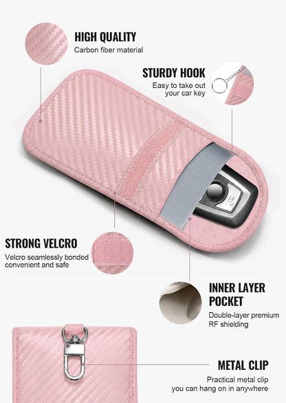 Faraday Pouch for Car Keys, Faraday Bag, Car RFID Signal Blocking Holder, Key Fob Protector, Key fob cage Block Signal Anti-Theft Fob Case (2 Pack)