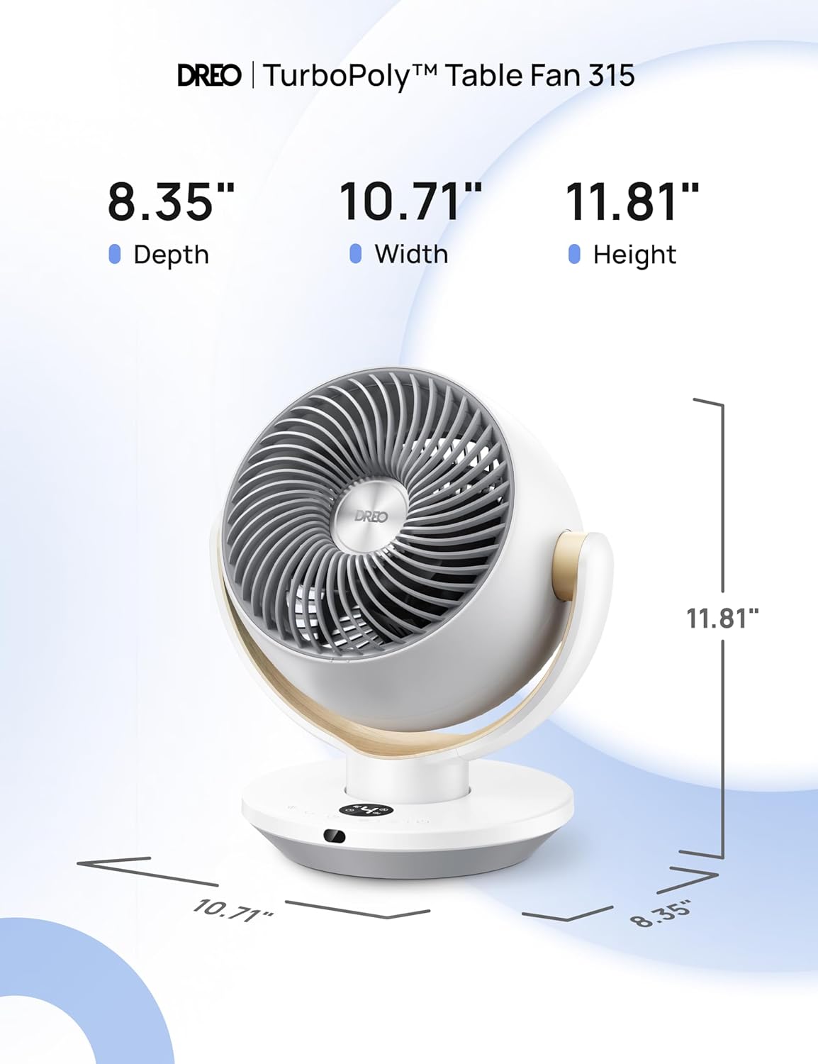 DREO Fan for Bedroom, Desk Air Circulator Fan with Remote, 11 Inch Table Fans for Whole Room, 65ft Powerful Airflow, 120° Vertical Manual +90° Oscillating, 4 Speeds, 8H Timer, 25dB Quiet Fan, Home