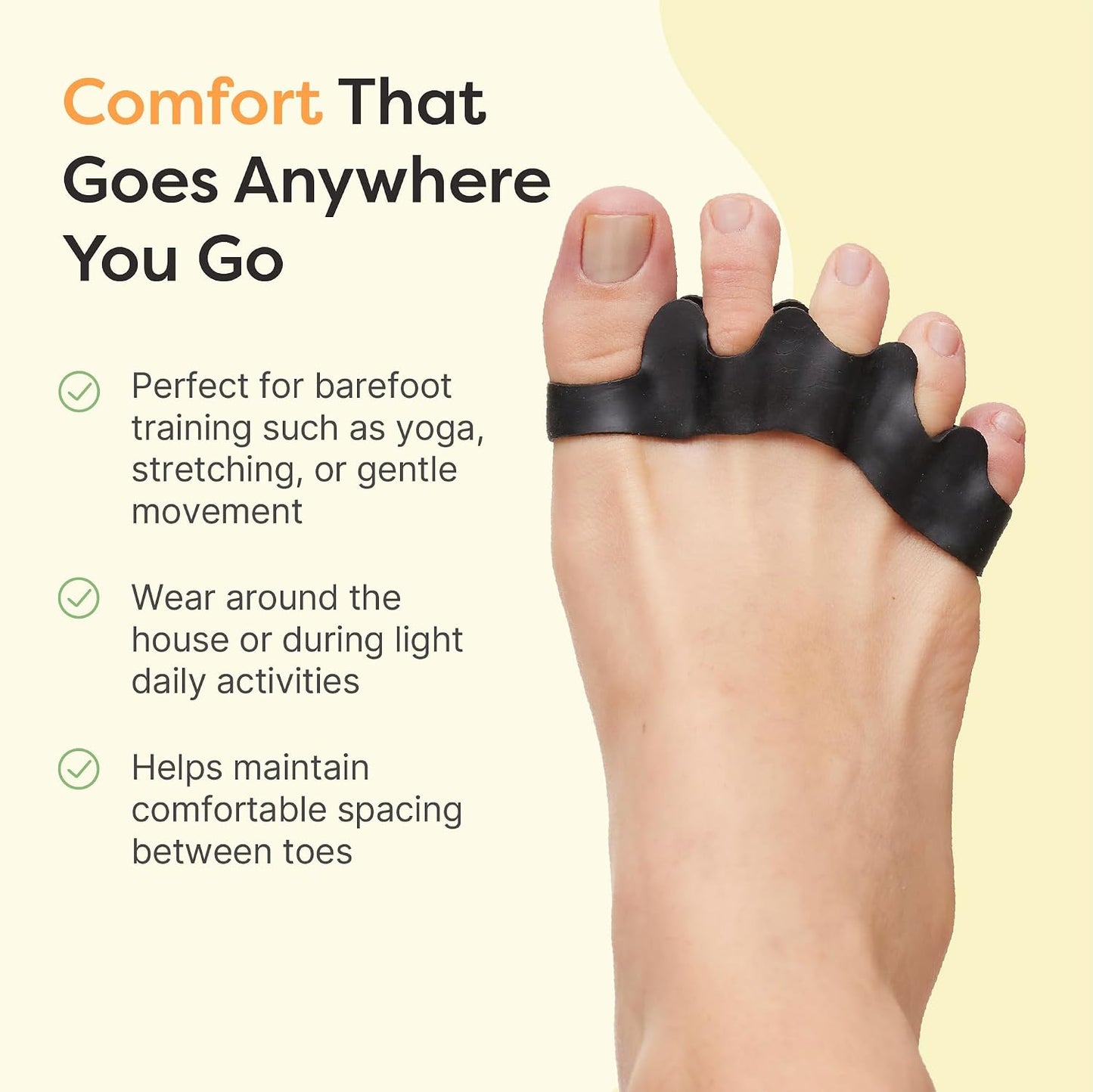 ZenToes Silicone Toe Spacers and Separators for Correct Toe Alignment, Bunion Relief, Hammertoe Straightener, Gel Orthopedic Corrector – 1 Pair (Black)