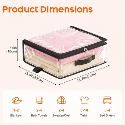 Clear Storage Bags with Zipper Handles, Sheet Organizers and Storage