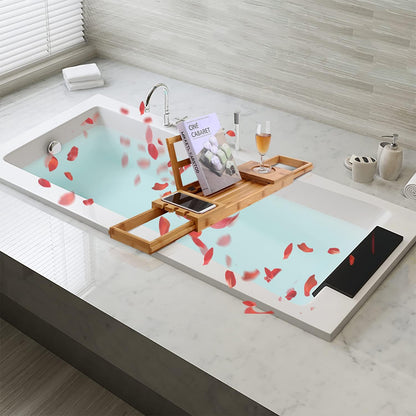 Utoplike Bamboo Bathtub Caddy Tray for Tub, Expandable Bath Table Trays