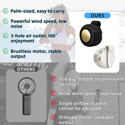 Portable Clip-On Fan, Mini USB Rechargeable 360° Rotatable Fan, Personal Fan 3-Speed Silent Mini Bladeless Fans (White)
